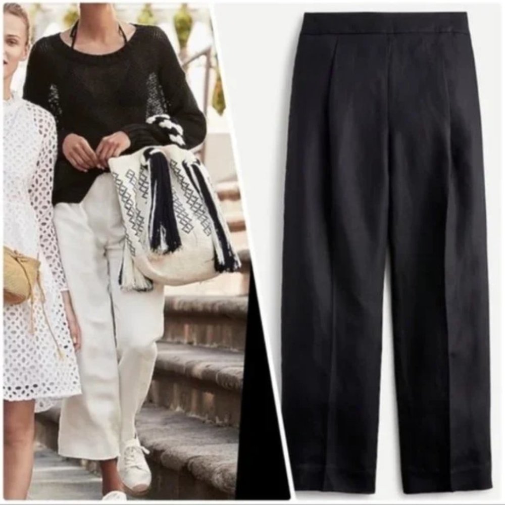 NWT J. Crew High-rise pleated pant in linen blend 14